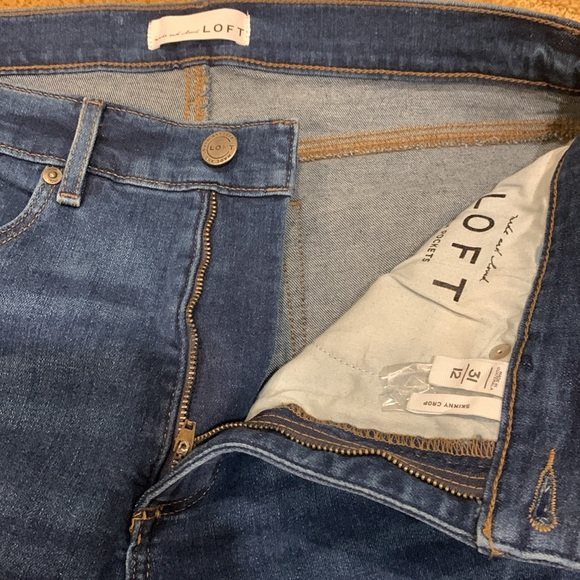 LOFT Skinny Crop Womens Size 31/12 Blue Jeans Ankle High Rise Dark Wash - Picture 12 of 13